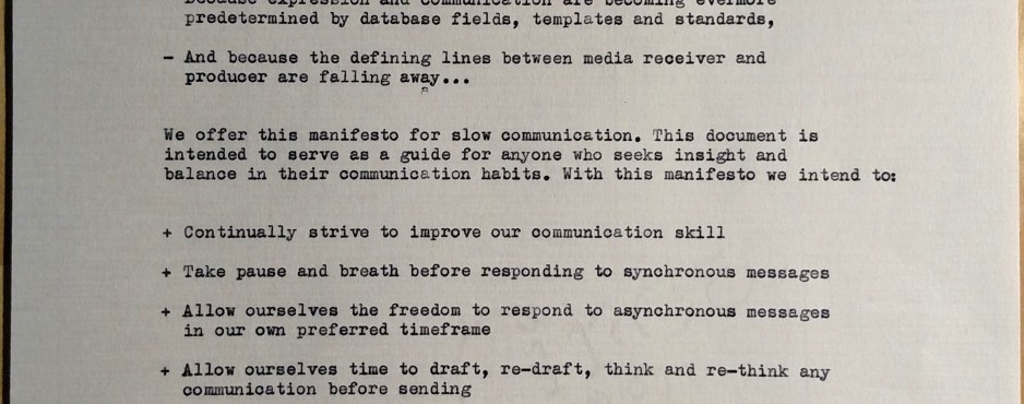 The Slow Communication Manifesto